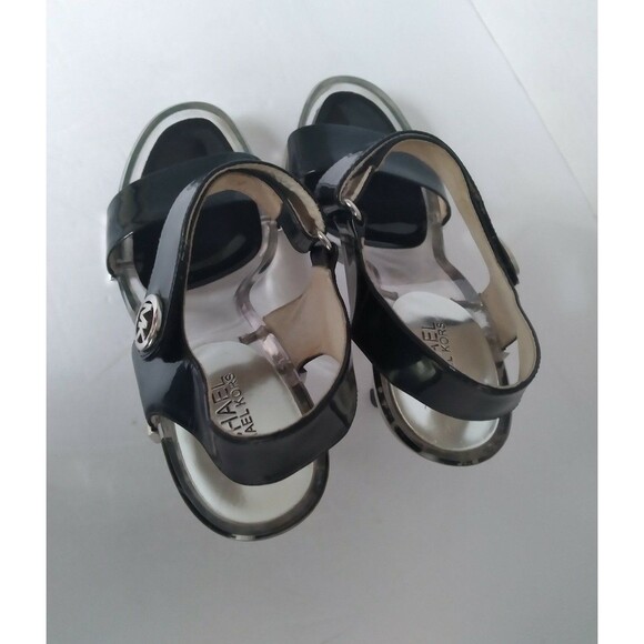 Michael Kors Black Patent Leather Heels Lucite Platform Sandals - Picture 6 of 9